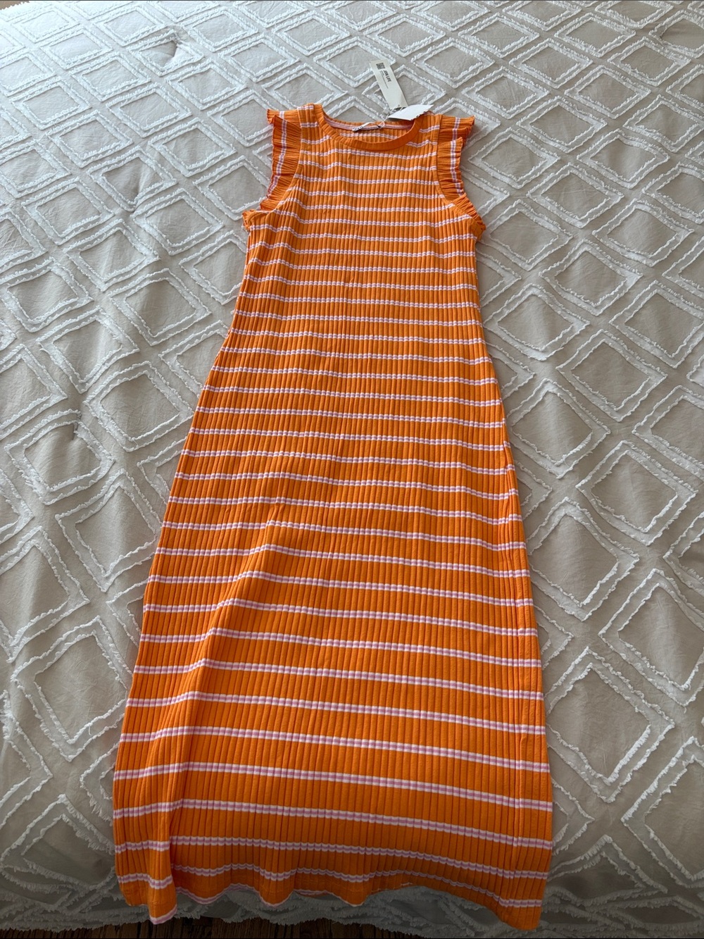 Zara ruffles  Orange Striped Maxi Dress